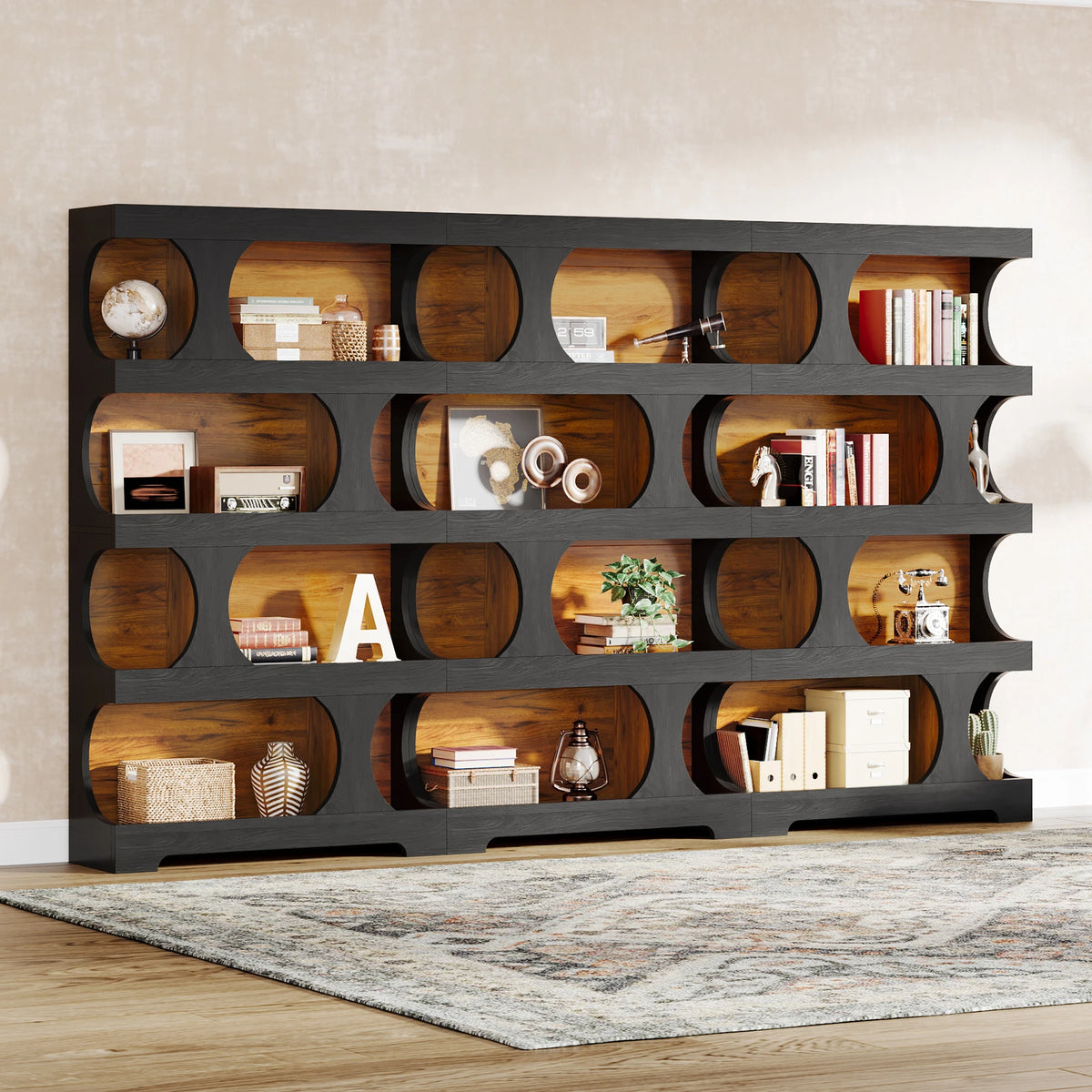 Tribesigns S Shaped Four Tier Wooden Bookcase With Display Shelves