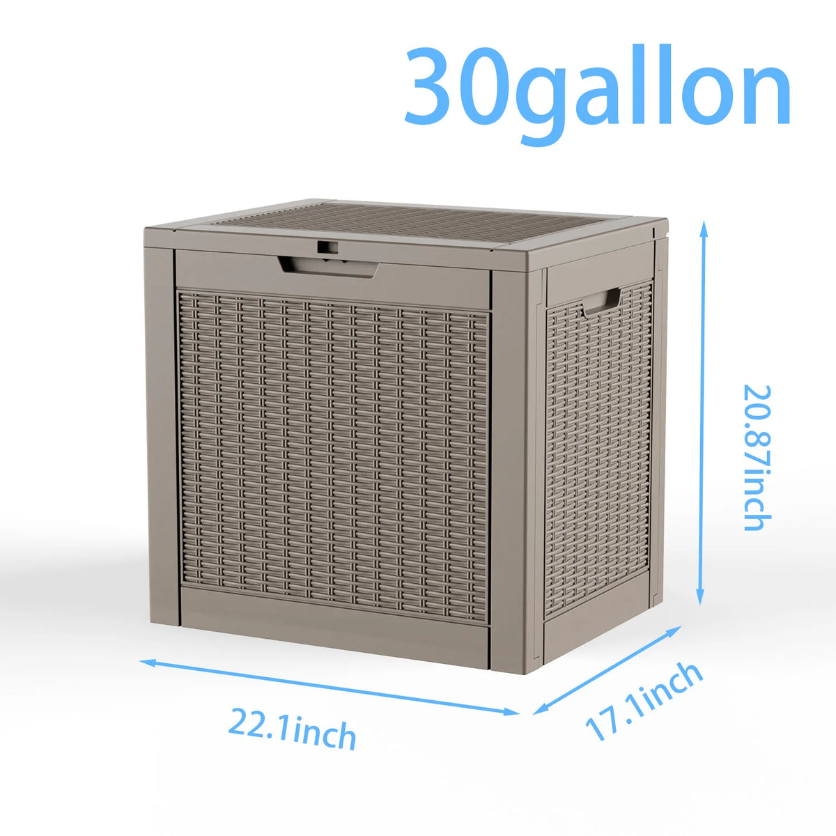 30 GAL Outdoor Deck Storage Box, Wicker Pattern Resin Patio Bin for Small Tools & Accessories