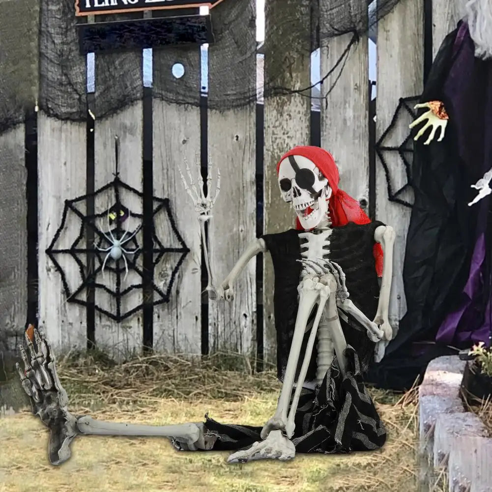 Posable Realistic Skeleton Halloween Prop With Pirate Styling