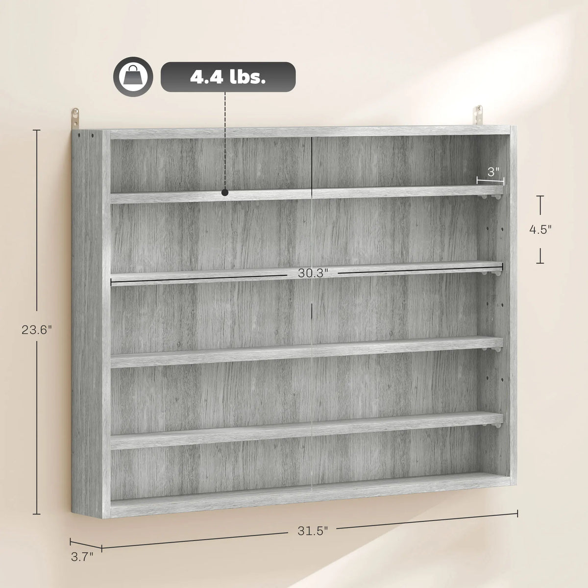 HOMCOM Five Tier Wall Mounted Glass Display Cabinet