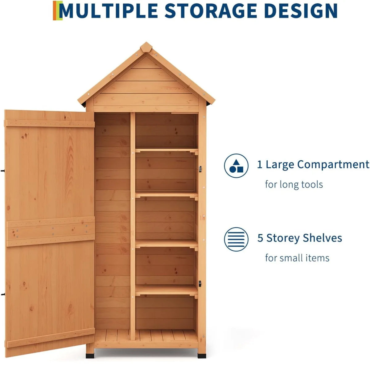 Outdoor Wooden Garden Storage Cabinet With Lock And Shelves