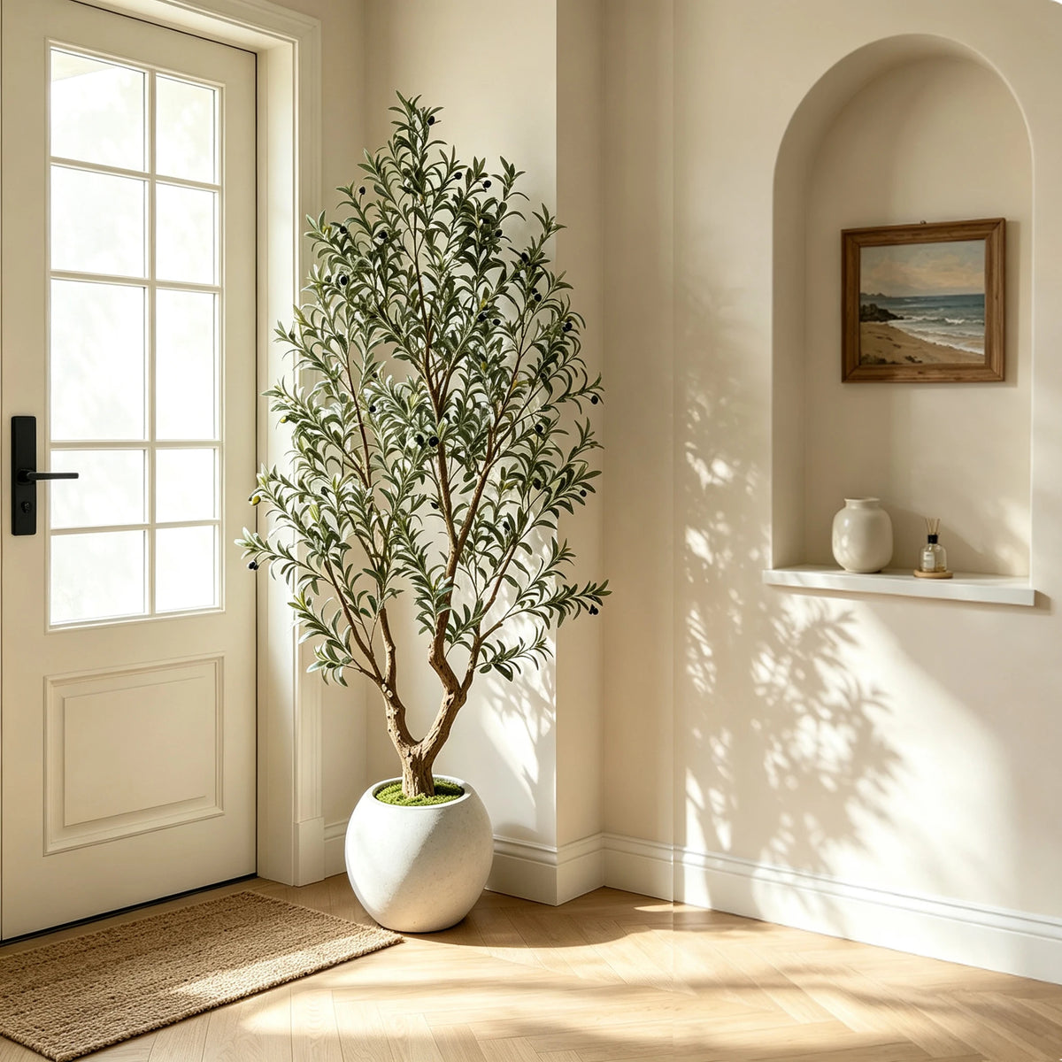 Olitree Artificial Olive Tree With Decorative Planter And Wooden Trunk