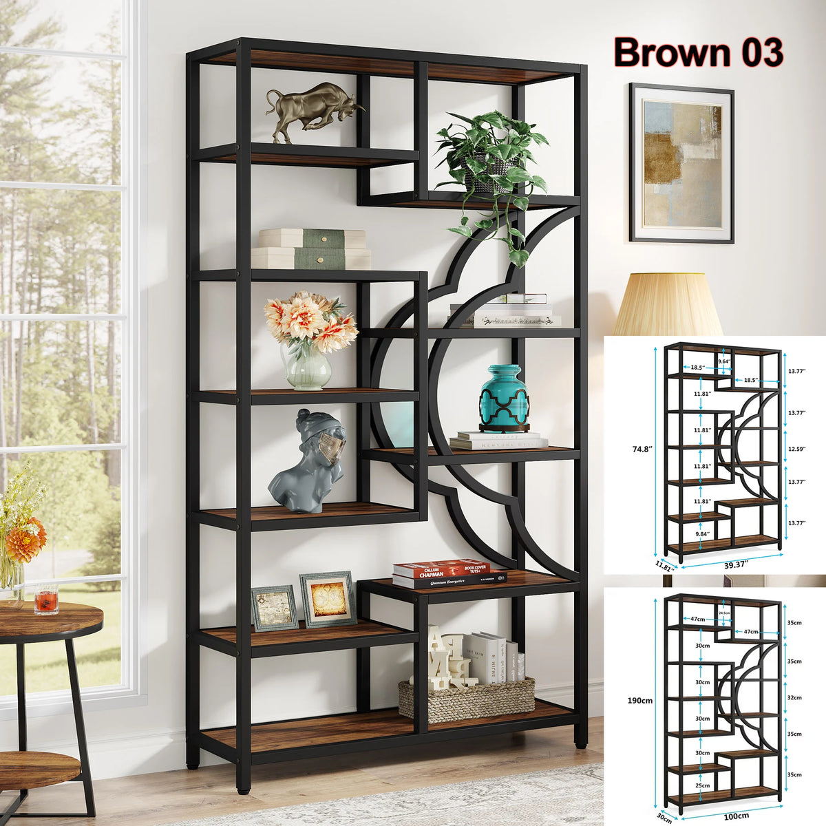 Tribesigns Industrial Bookshelf Display Shelf Storage Organizer