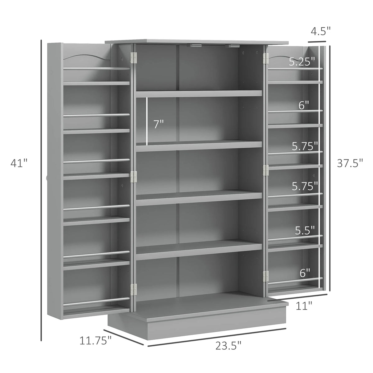 HOMCOM Freestanding Kitchen Pantry Cabinet With Adjustable Shelves