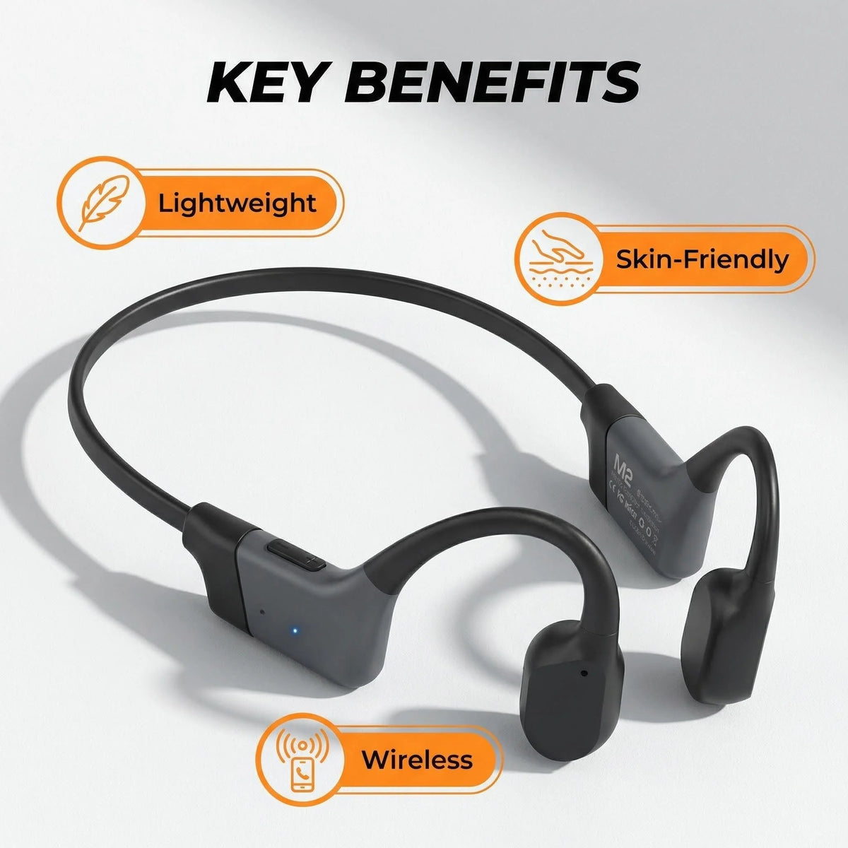 Open Ear Bone Conduction Bluetooth Wireless Headphones With ENC Microphone