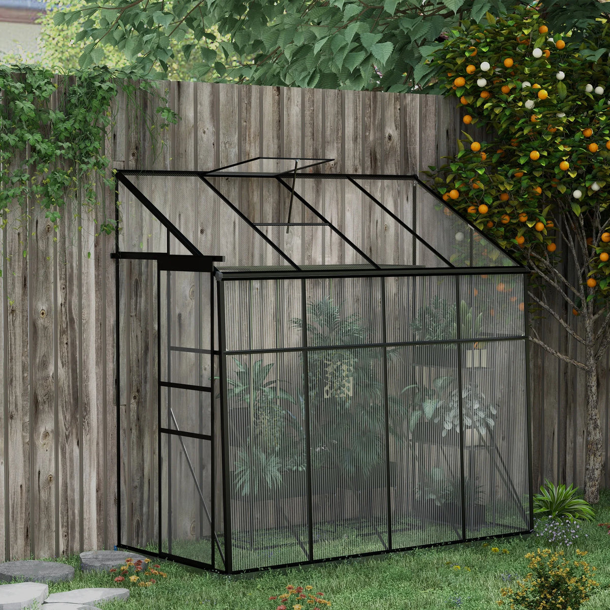 Outsunny Polycarbonate Lean To Walk In Greenhouse