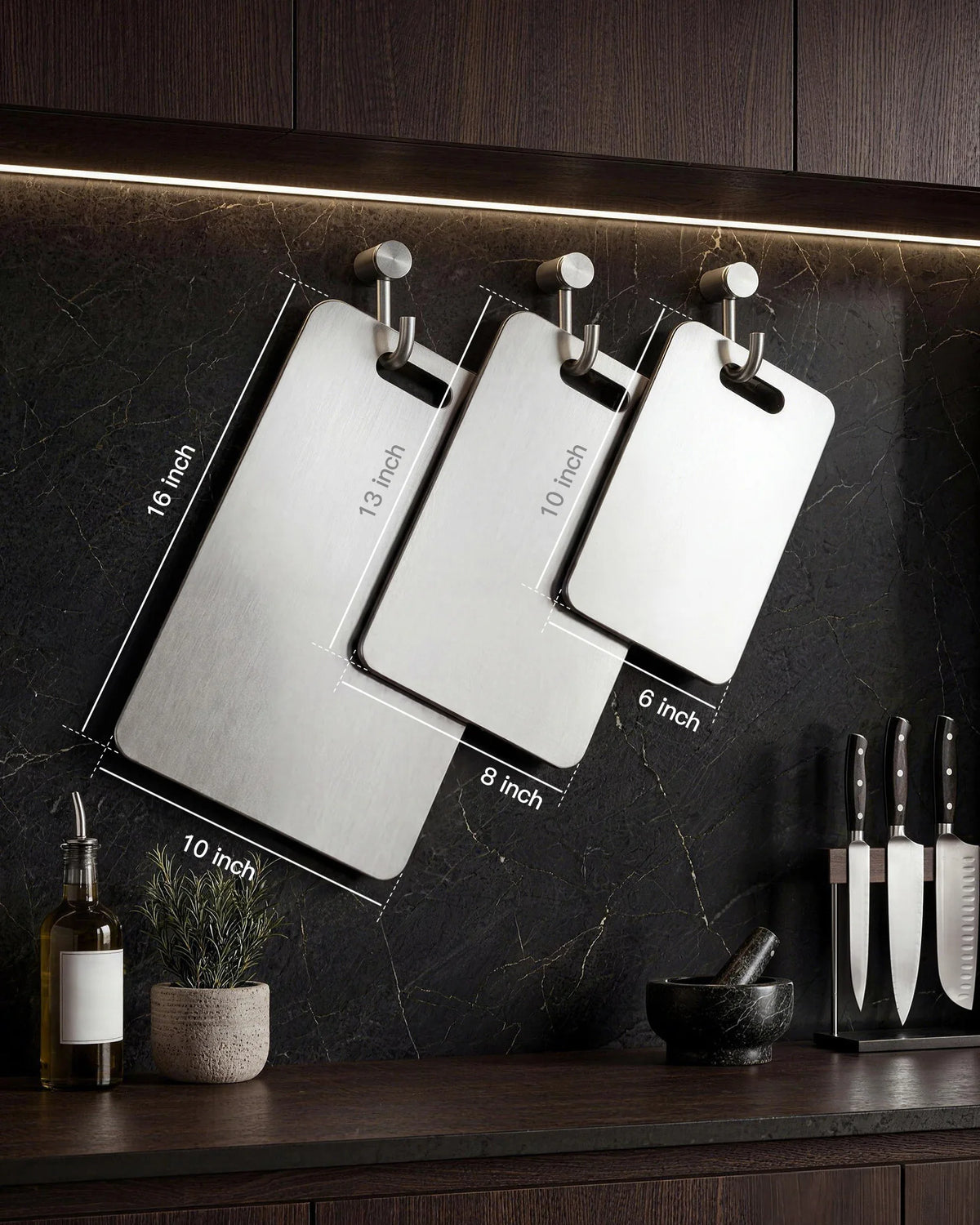 Double-Sided Stainless Steel Cutting Boards for Kitchen Food Prep