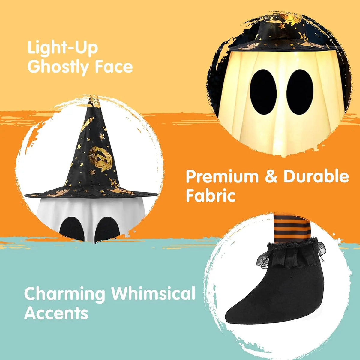 Joyfy Light Up Hanging Ghost Halloween Decorations With Witch Hat