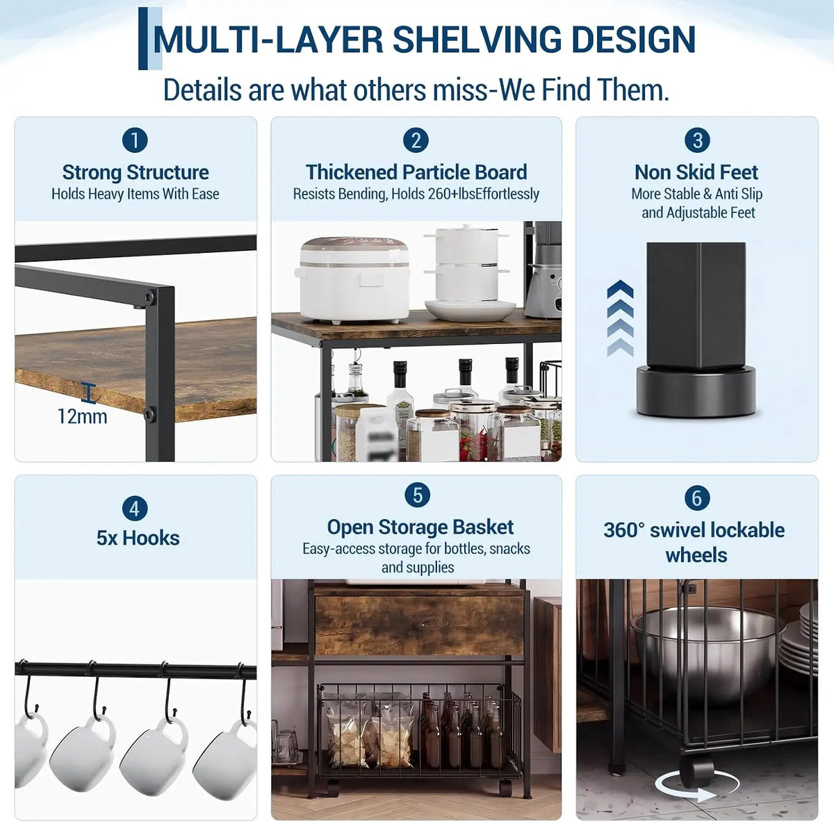 Garvee Stainless Steel Mini Fridge Stand With Drawer Storage