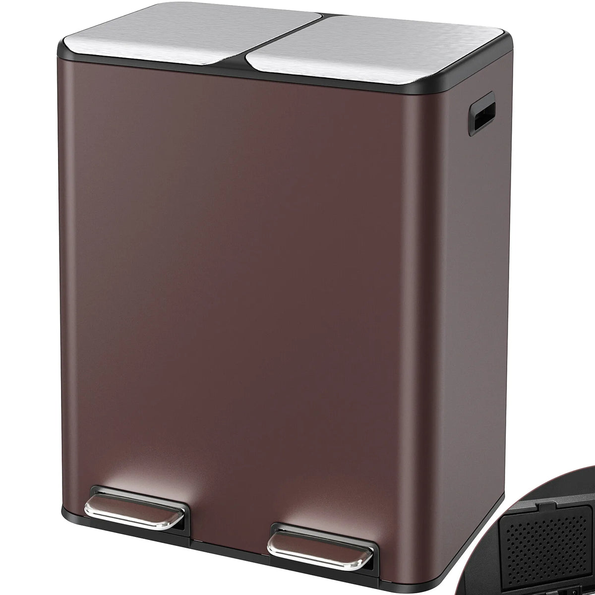 Stainless Steel Dual Step Trash Can With Filter Box