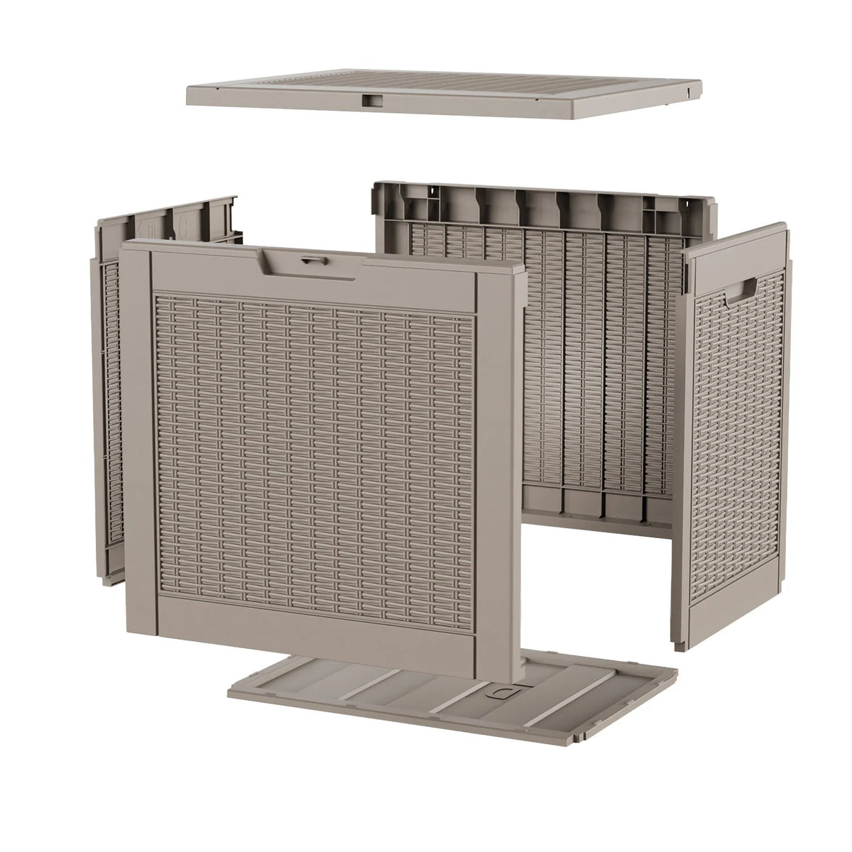 30 GAL Outdoor Deck Storage Box, Wicker Pattern Resin Patio Bin for Small Tools & Accessories