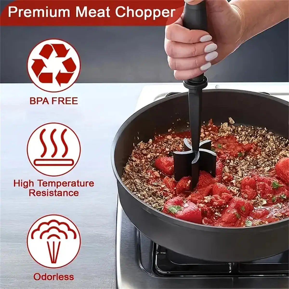 Heat Resistant Plastic Meat Chopper For Ground Beef Smasher