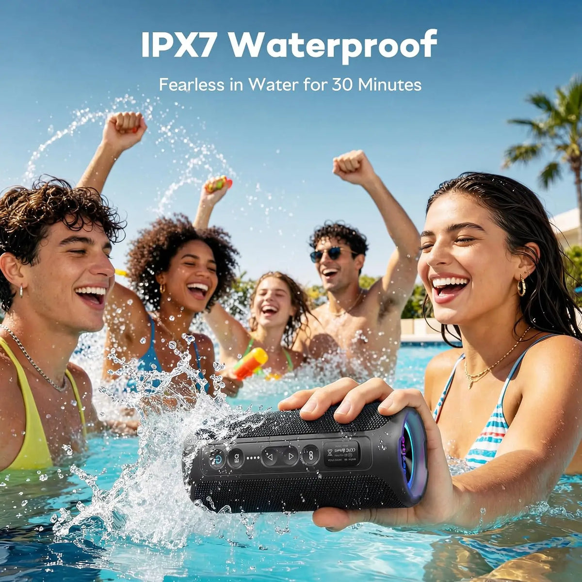 Ortizan Portable Bluetooth Speaker With Deep Bass And Waterproof Design