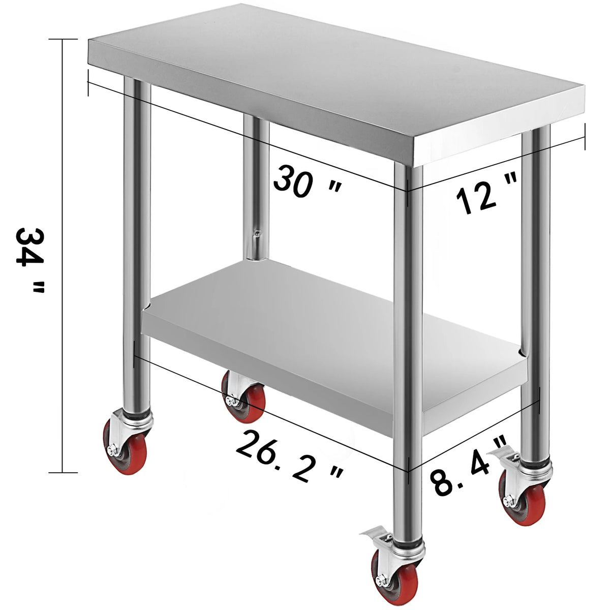 SucceBuy Stainless Steel Kitchen Prep Table With Backsplash