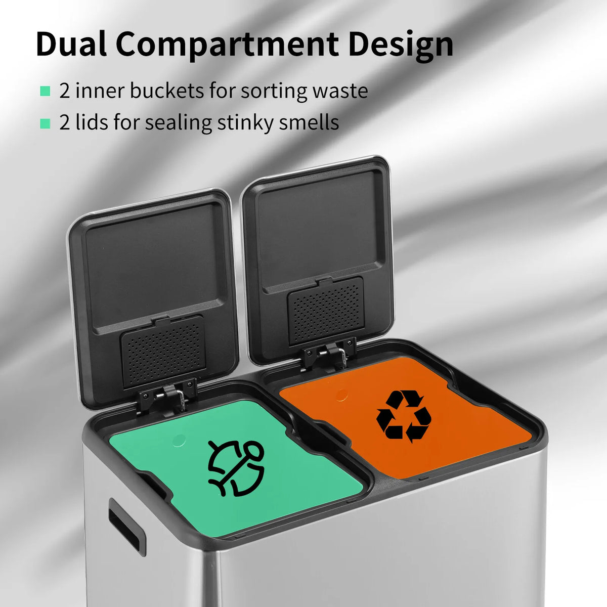 Stainless Steel Dual Step Trash Can With Filter Box