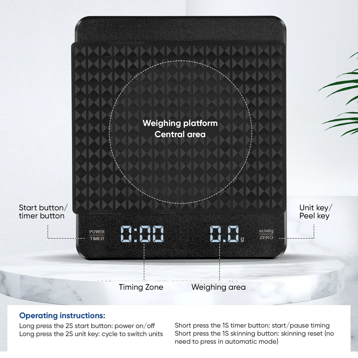 Digital Coffee Scale With Timer And Tare Function For Espresso