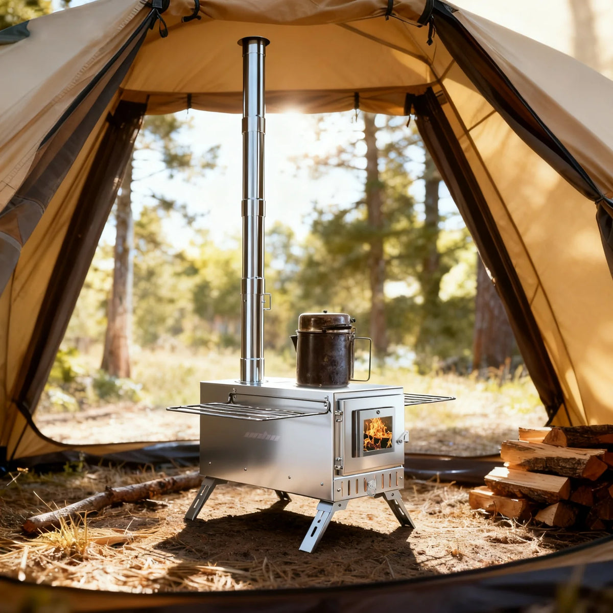 Portable Camping Wood Stove for Outdoor Hot Tent Heating