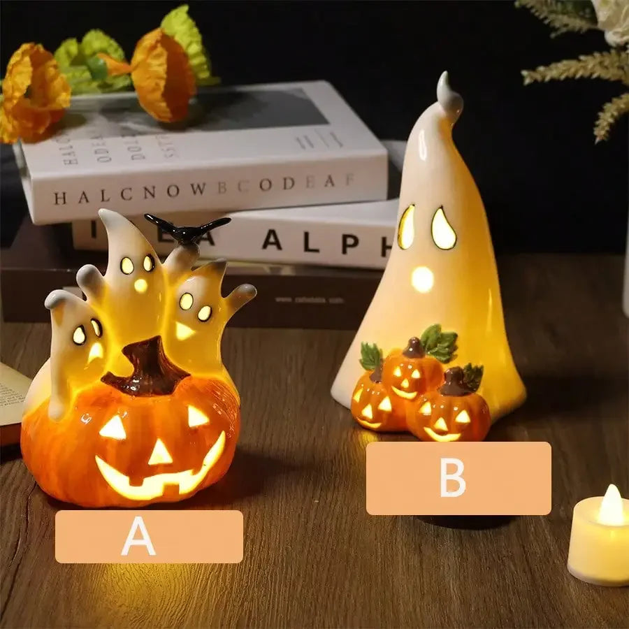Ghost and Pumpkin Halloween Tabletop Decor for Home