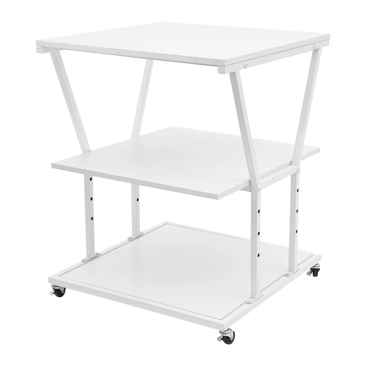 Adjustable Metal Printer Stand With Storage Shelf And Wheels