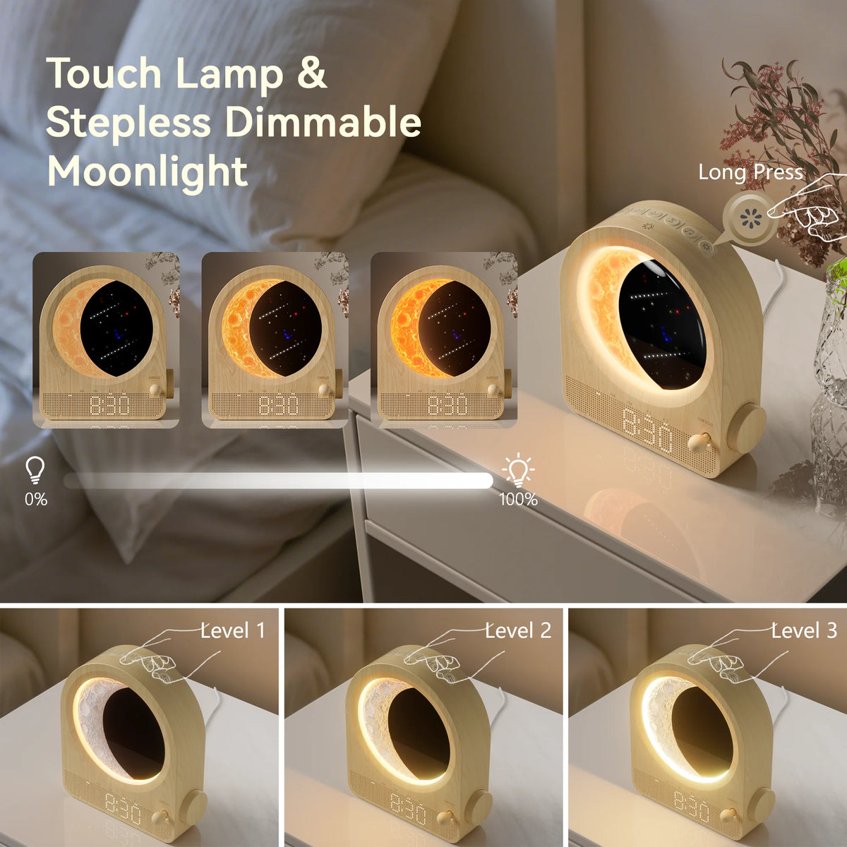 Blonbar Sunrise Alarm Clock With Moon Lamp And Nature Sounds