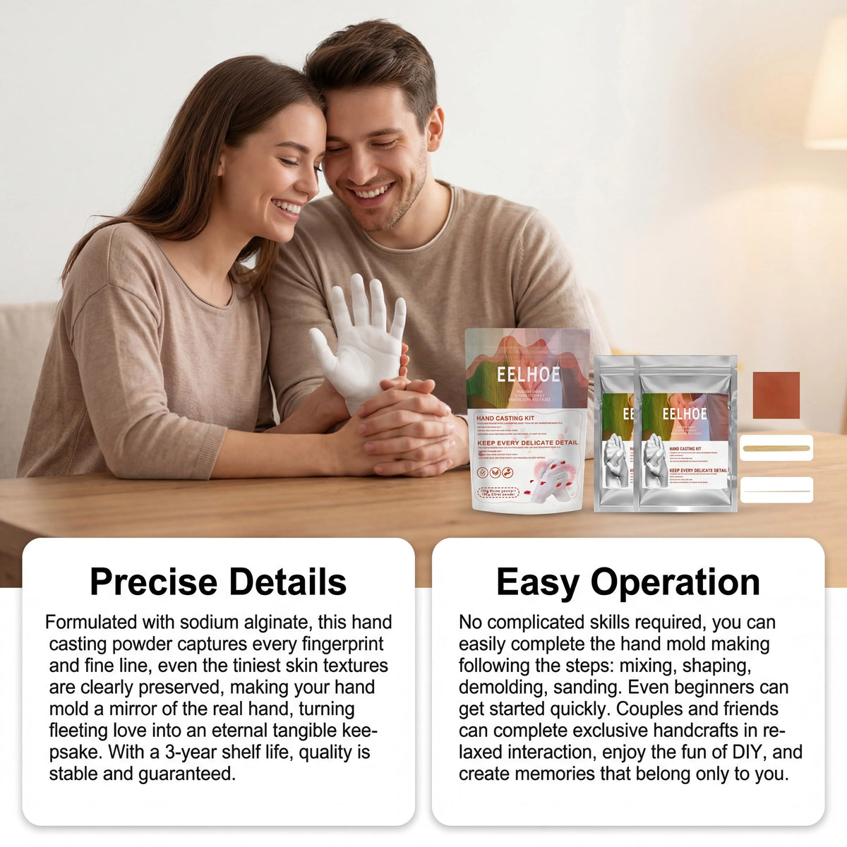 DIY Hand Mold Casting Kit For Couples Plaster Sculpture Keepsake