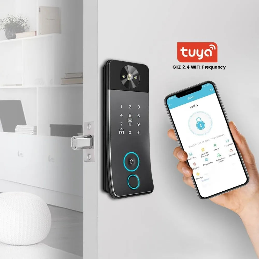 Keyless Entry Smart Door Lock with Camera & Video Intercom – Fingerprint, Password, Card & Key Access