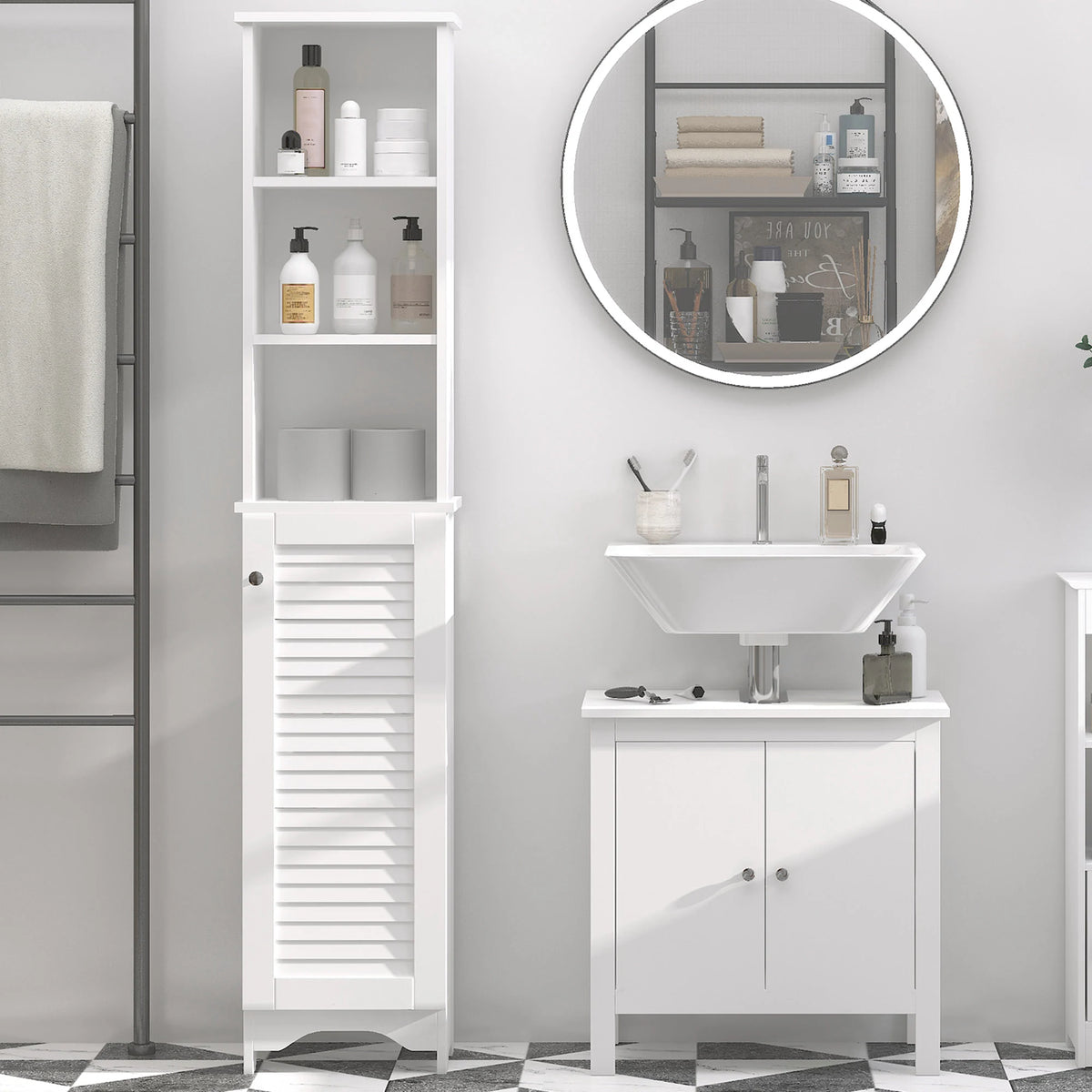 Space Saving Bathroom Storage Cabinet With Adjustable Shelves