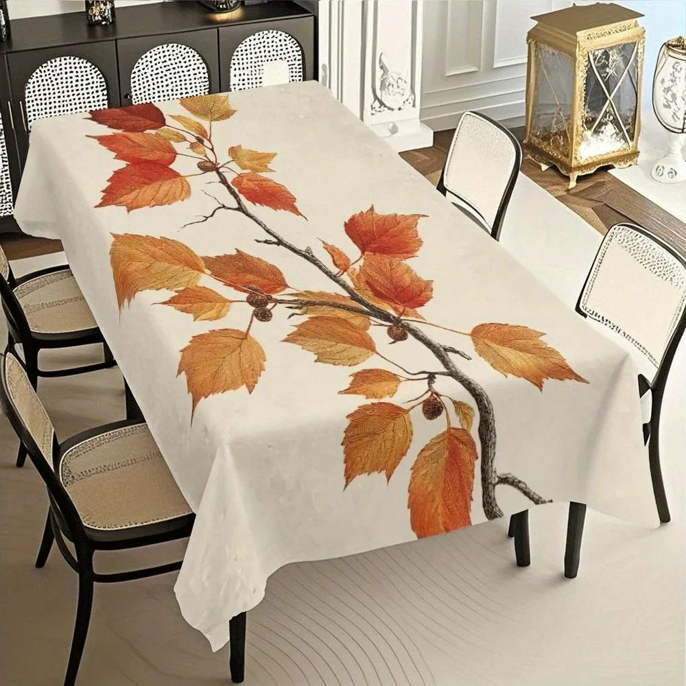 Autumn Leaf Pattern Machine Washable Tablecloth for Indoor or Outdoor Use