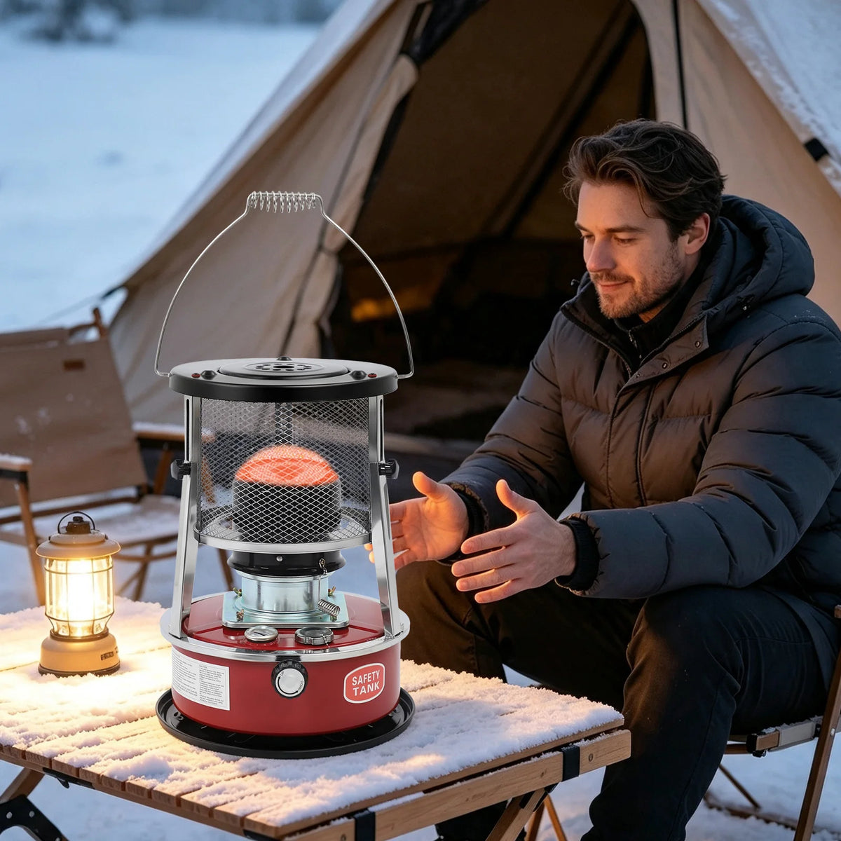 Portable Kerosene Heater for Indoor Outdoor Camping Use non-electric heater? Need concise under 10 and 30-80. "Portable Kerosene Heater For Indoor Outdoor Camping" 49 chars, 7 words. But asks clear and maybe non-electric. Title: Portable Non Electric