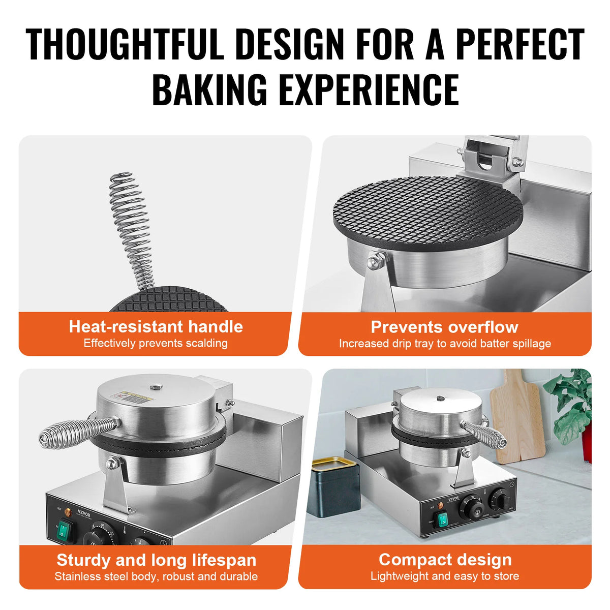 SucceBuy Commercial Electric Ice Cream Cone Maker With Temperature Control