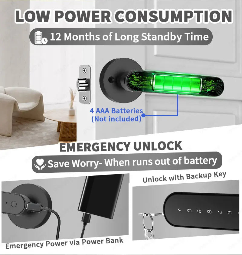 DSKDFTY Smart Fingerprint Door Lock With Keypad