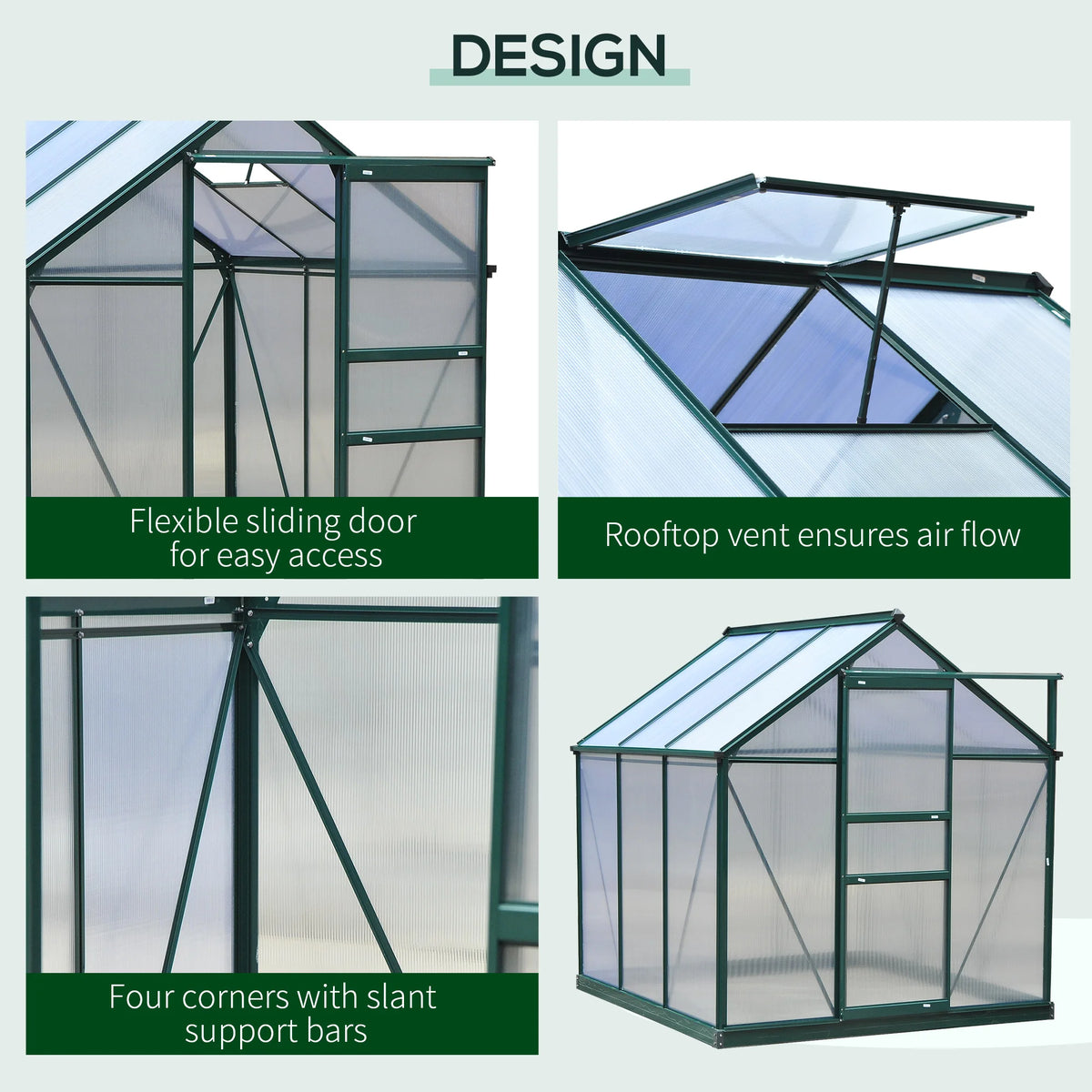Outsunny Walk-In Polycarbonate Greenhouse With Aluminum Frame