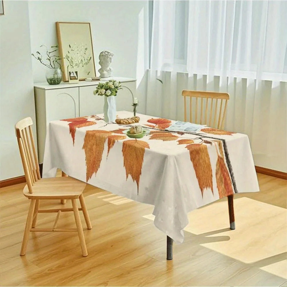 Autumn Leaf Pattern Machine Washable Tablecloth for Indoor or Outdoor Use