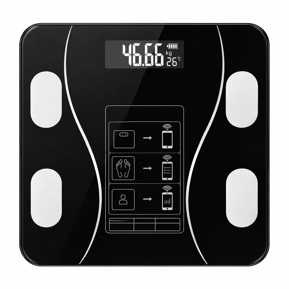 USB Rechargeable Digital Bathroom Scale With Toughened Glass Platform