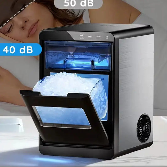 Countertop Nugget Ice Maker 84bs/24h Self-cleaning Chewable Pellet Ice Machine with Ice Scoop And Basket for Home Kitchen Party