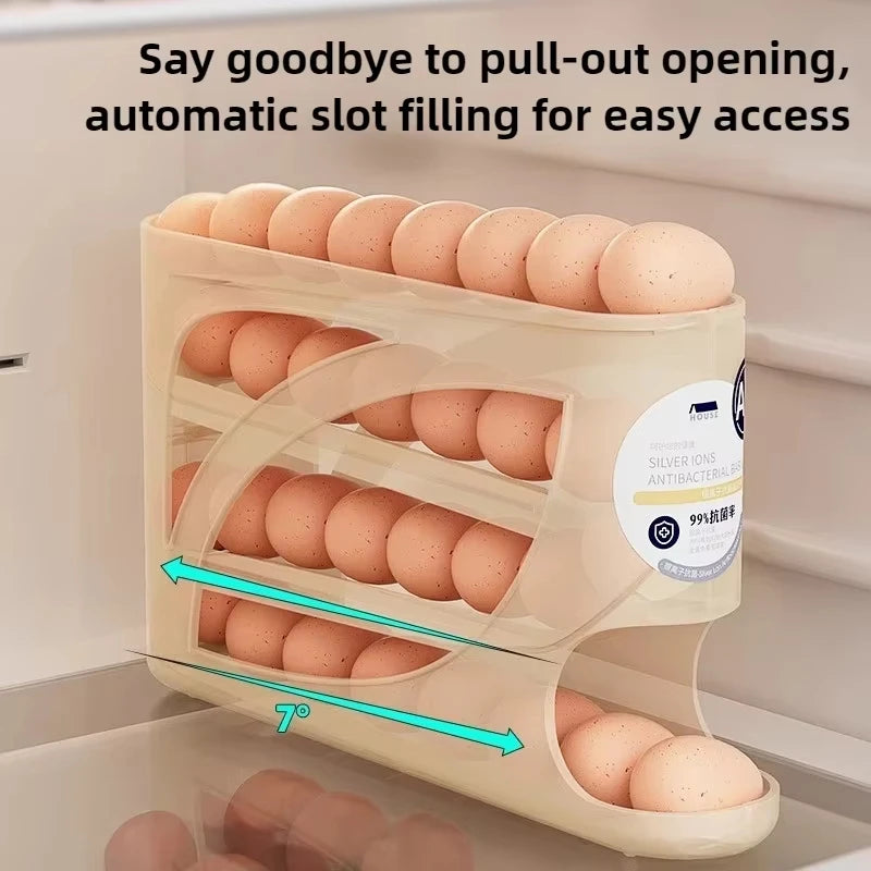 Automatic Rolling Egg Dispenser for Refrigerator Storage Rack