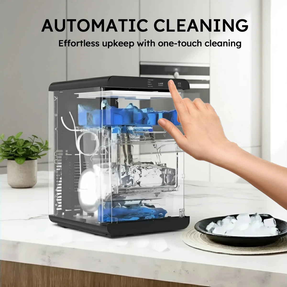 Countertop Nugget Ice Maker 84bs/24h Self-cleaning Chewable Pellet Ice Machine with Ice Scoop And Basket for Home Kitchen Party