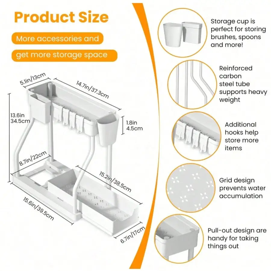 Multifunctional Two Tier Under Sink Pull Out Storage Rack