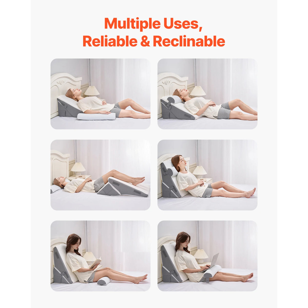 SucceBuy Adjustable Orthopedic Bed Wedge Pillow Set for Relief