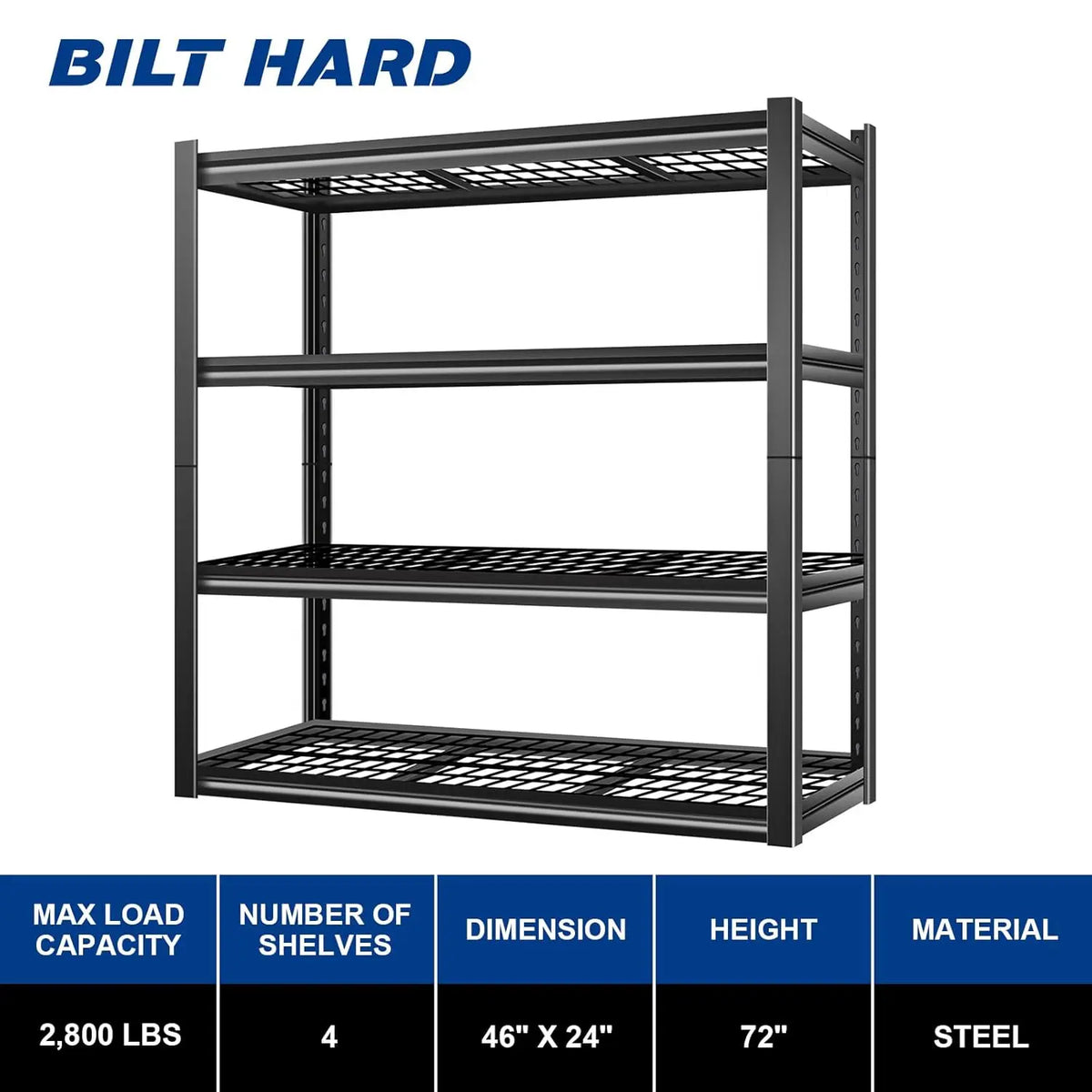 Heavy Duty Four Tier Metal Storage Shelves For Garage Warehouse