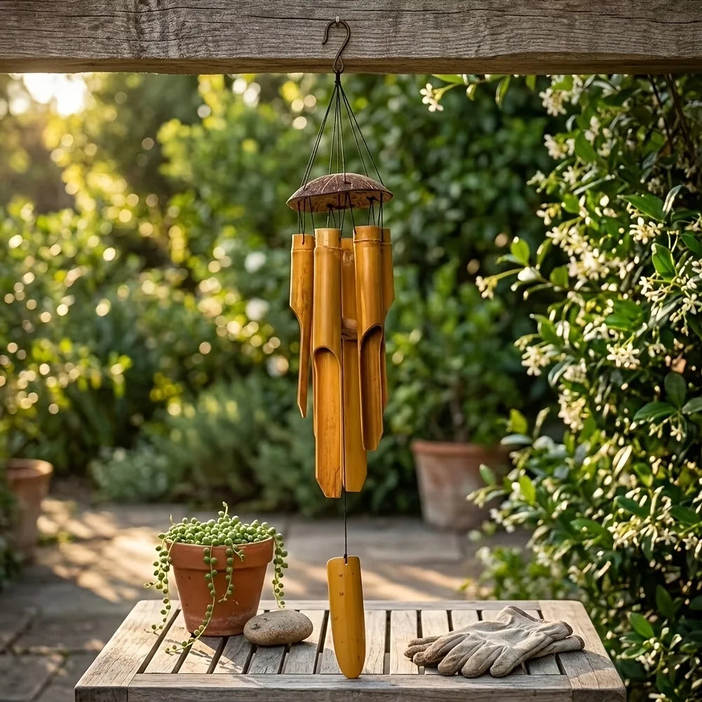 Handmade Bamboo Coconut Wind Chimes For Garden Decor