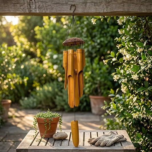 Handmade Bamboo Coconut Wind Chimes For Garden Decor