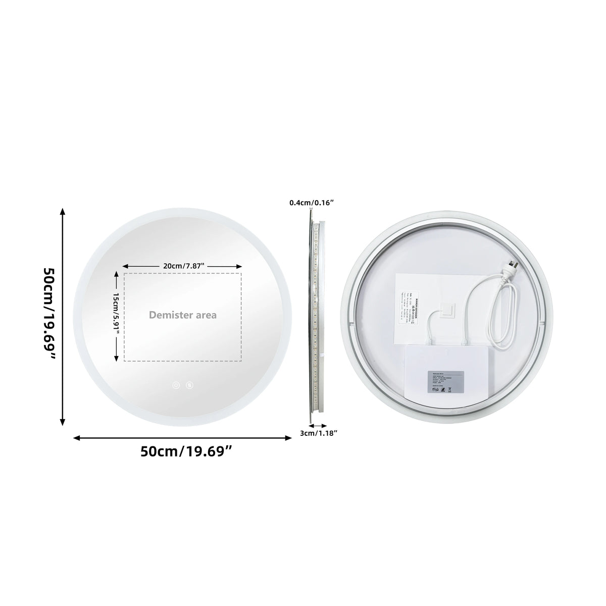 Round LED Bathroom Vanity Mirror With Anti Fog Dimming