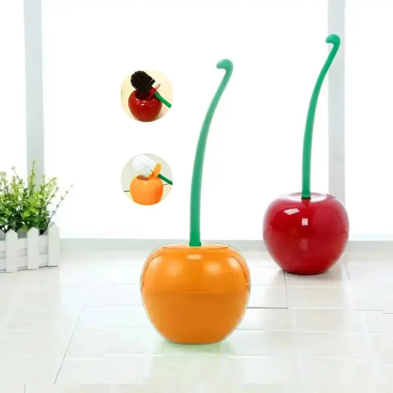 Cherry Design Toilet Brush With Holder Set
