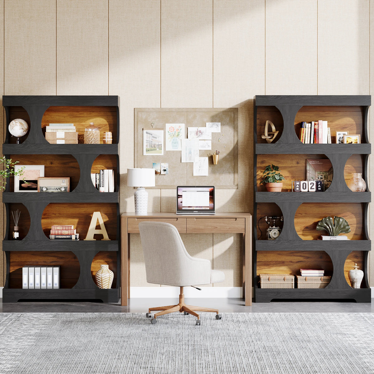 Tribesigns S Shaped Four Tier Wooden Bookcase With Display Shelves