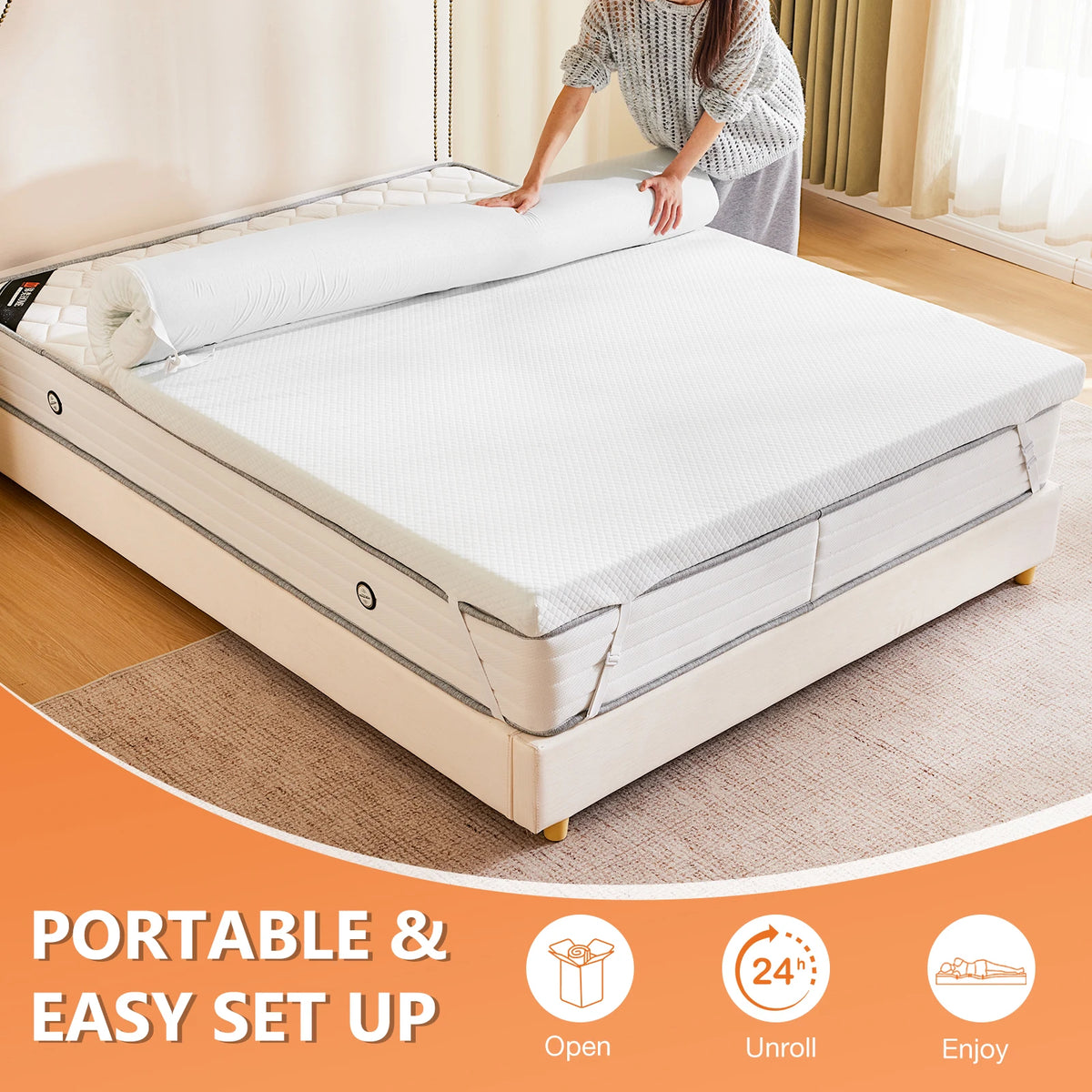 MCQ Gel Cooling Memory Foam Bed Topper With Breathable Cover