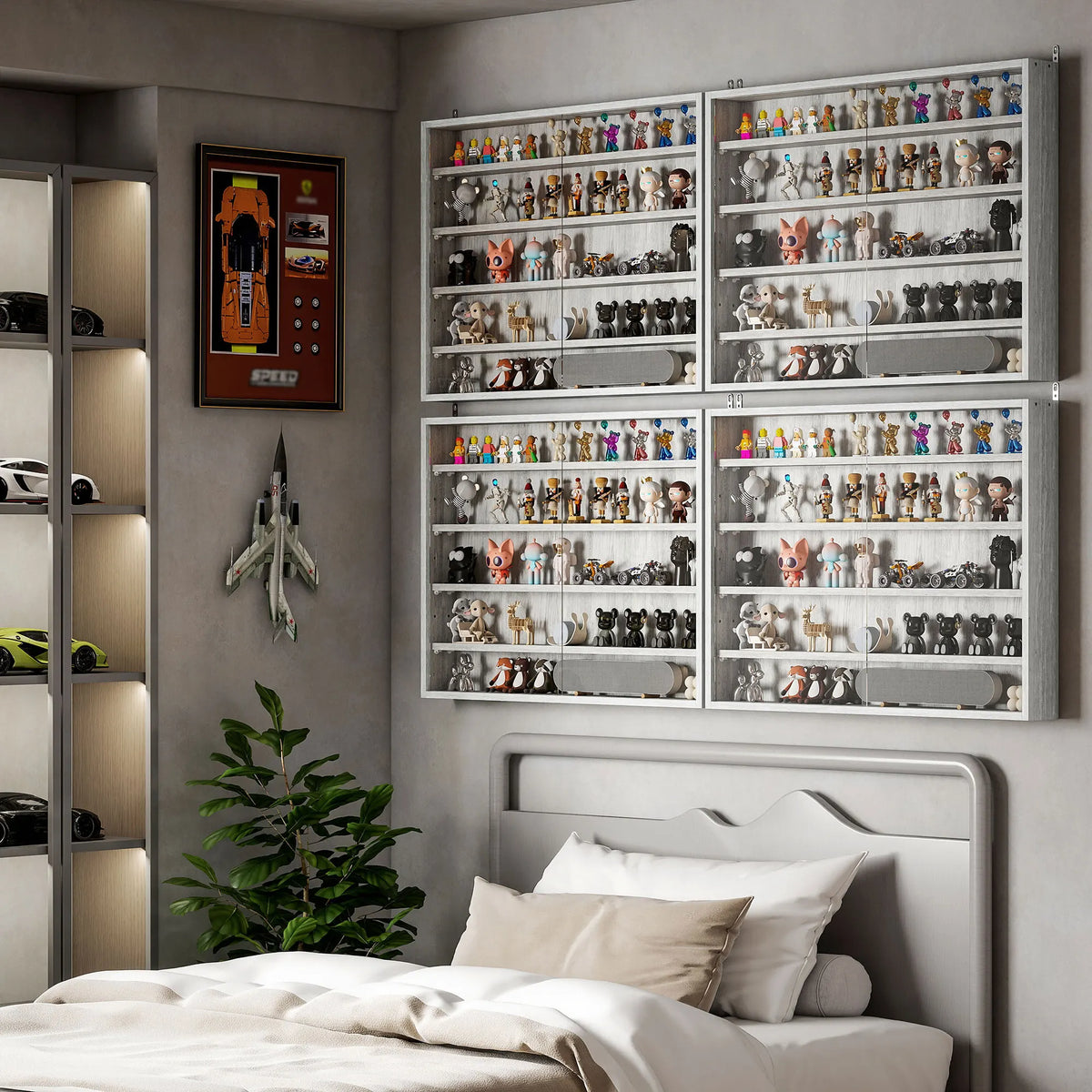 HOMCOM Five Tier Wall Mounted Glass Display Cabinet