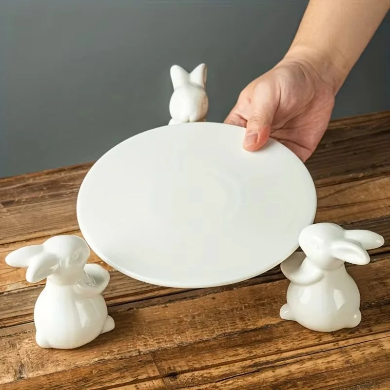 Ceramic Rabbit Dessert Stand For Cakes And Candies