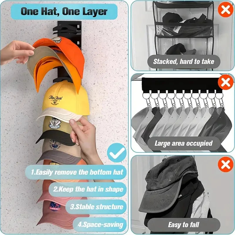 1Pcs Closet Hat Rack Baseball Cap Organizer Plastic Space Saving for Door Storage Holder Caps Hats Home Closet Entryway