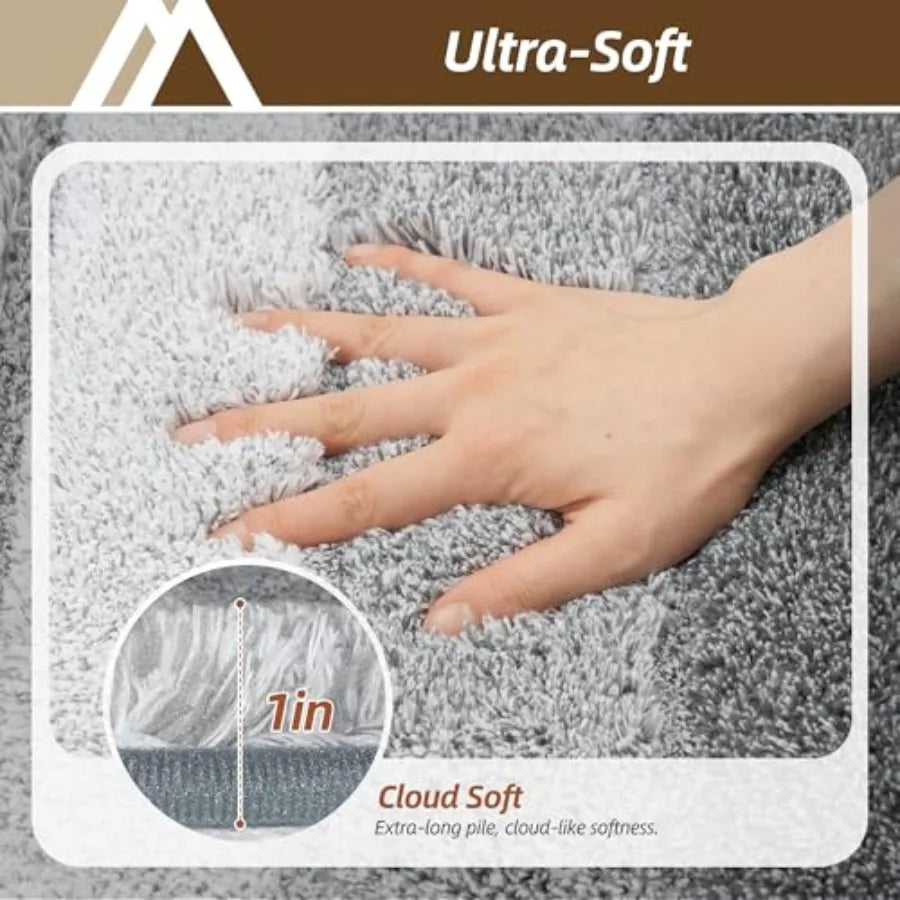 Bathroom Rugs 24x17, Ultra Soft Absorbent Bath Mat, Non-Slip TPR Backing Stays in Place, Machine Washable Bath Rugs Shaggy Rug
